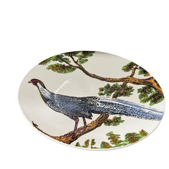 CMG Peacock Pheasant Tree Plate Made In Portugal Handmade 9 Inch Lunch Decor - Picture 1 of 7